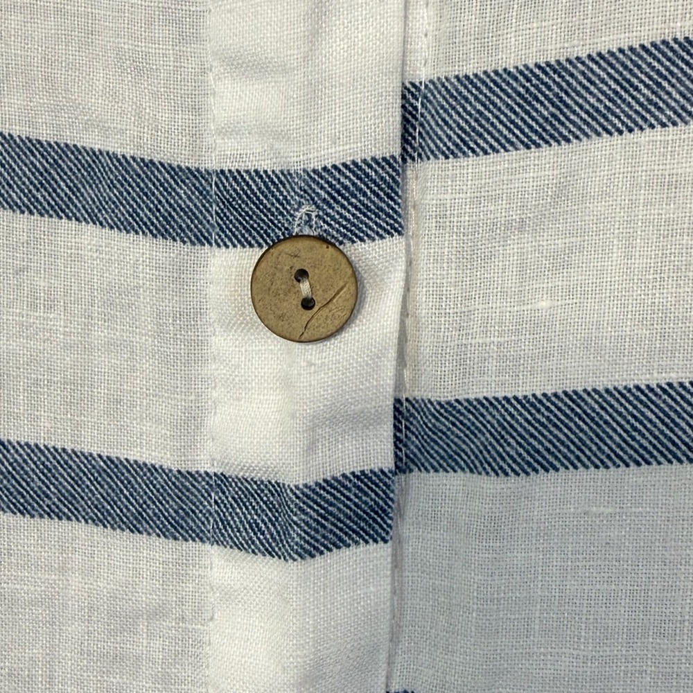 Viola Borghi Linen Tunic Women S Blue White Stripe Made in Italy Coastal Travel - Picture 8 of 10